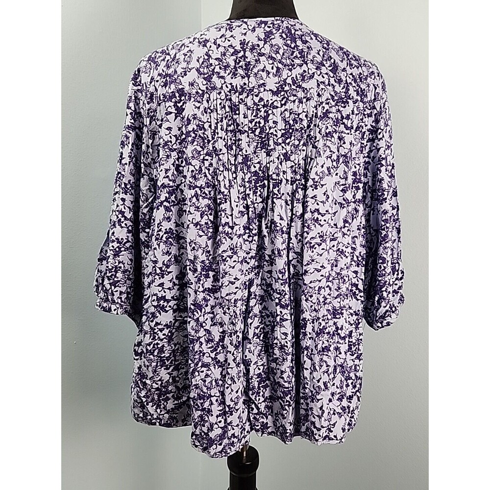 Knox Rose Size x1 Blue Floral V-Neck Ruffled Boho Top Shirt Peasant Blouse Tie - Picture 11 of 15